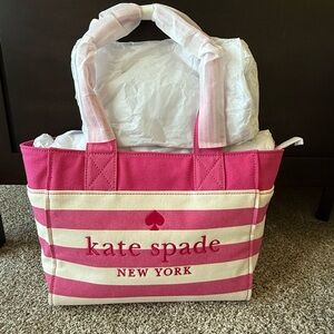 Kate Spade Pink and Cream Striped Tote Bag